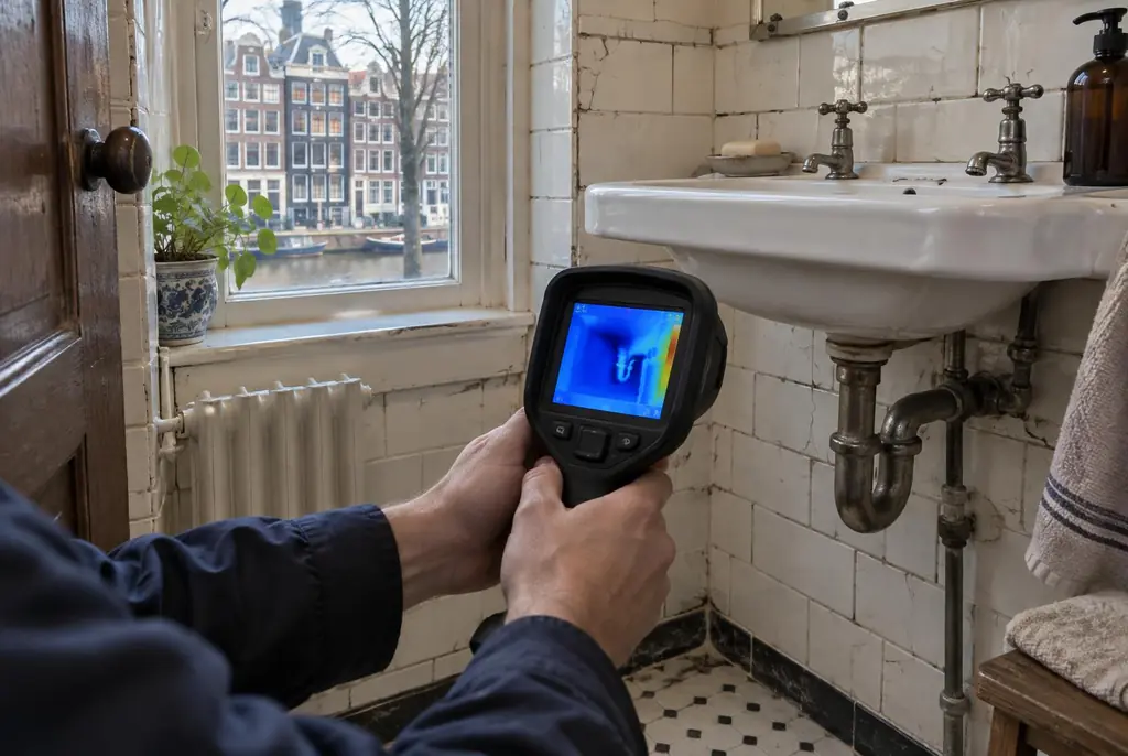 Lekdetectie Beesd – badkamer met oude leidingen achter de tegels