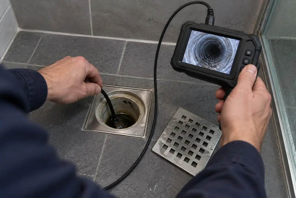 Lekdetectie Beesd – endoscoop-inspectie in een douchegoot