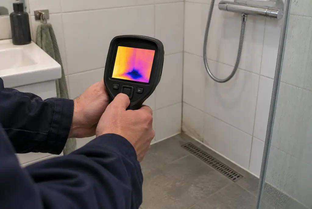 Lekdetectie Beesd – lekdetectiespecialist met warmtebeeldcamera in een badkamer