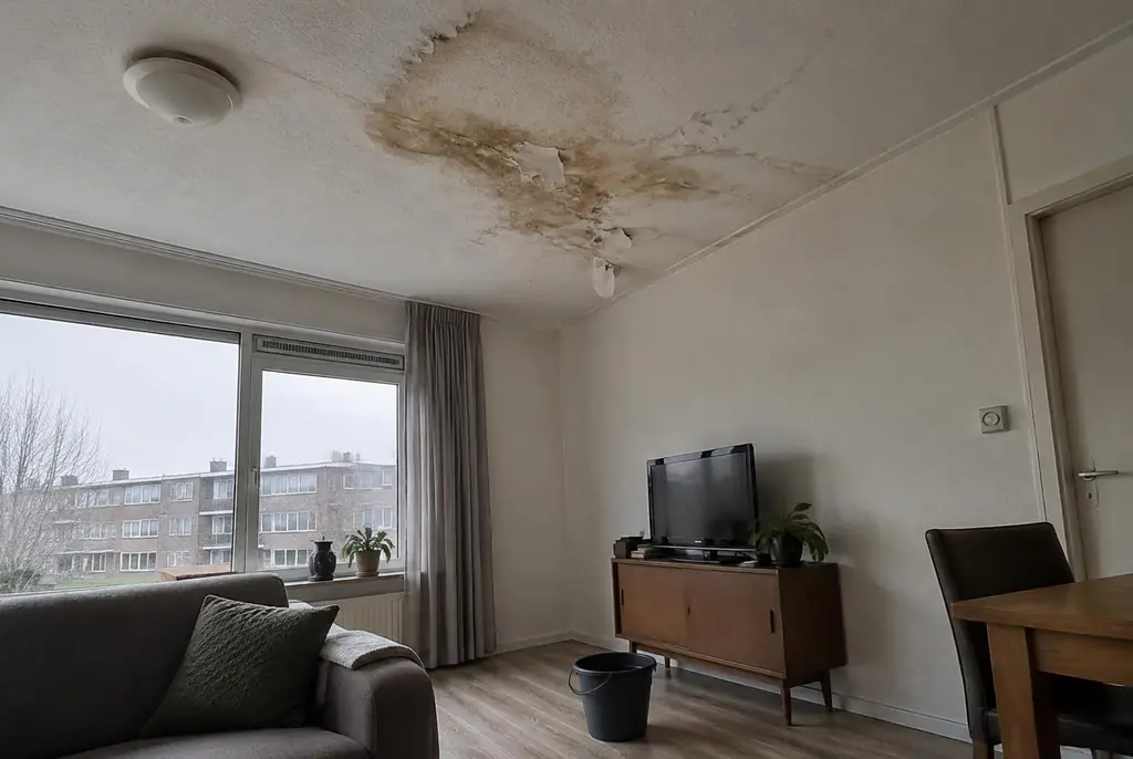 Lekdetectie Beesd – vochtplek op het plafond onder een badkamer